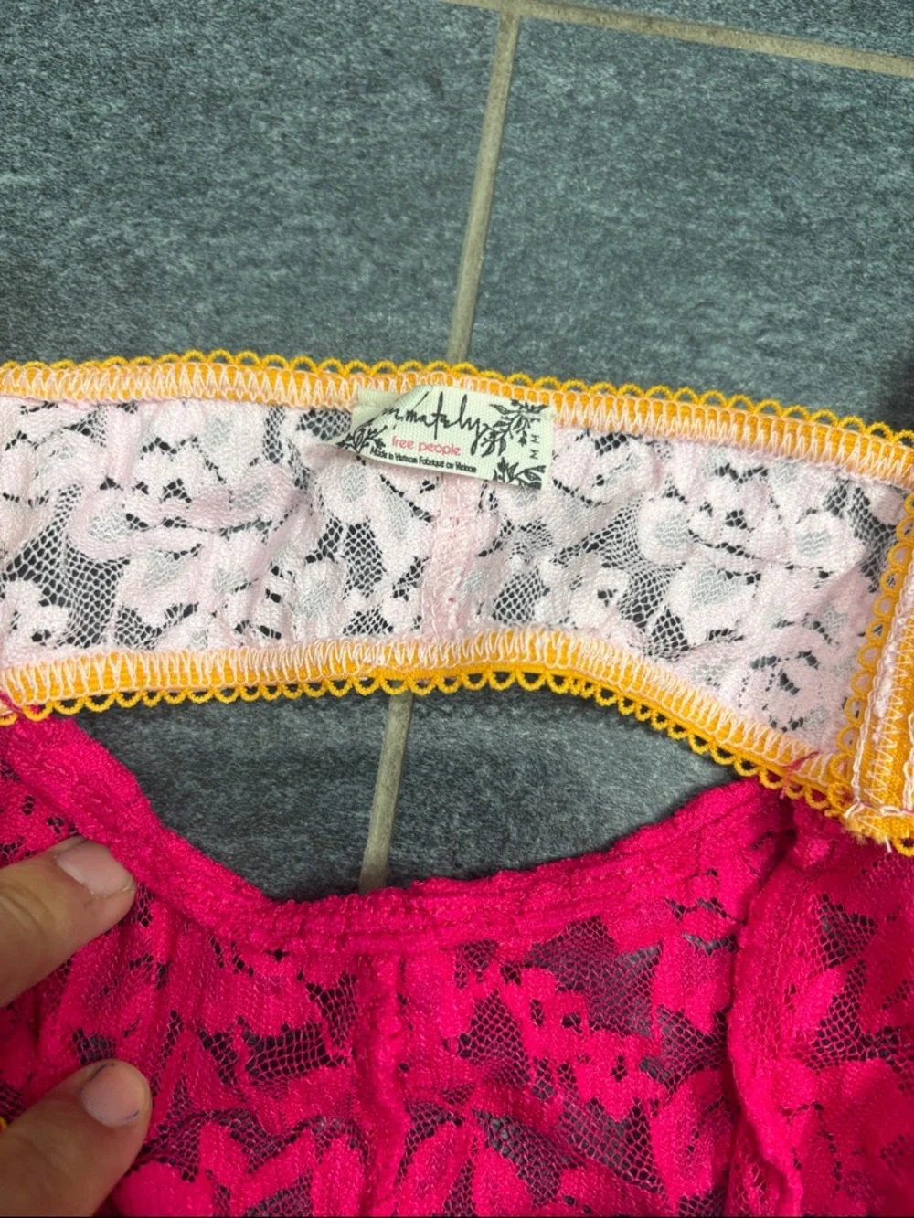 FP intimately Lace Cami with Contrast Trim 🧡🩷
